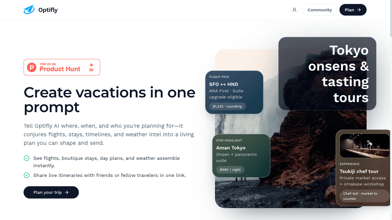 Optifly home screenshot